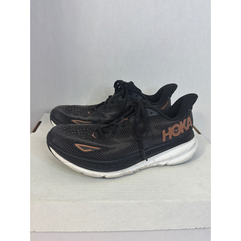 Hoka Clifton 9 Running Shoes Black Rose Gold Sneakers Women 1141470